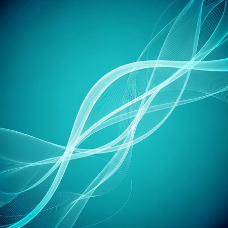 Smooth light streams in abstract wavy design. Transparent flowing lines graphic art. Modern colorful design for background use. Simple style backdrop for posters and banners.の素材