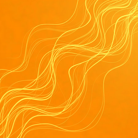 Flowing orange background texture with smooth curved lines. Abstract design with modern and vibrant colors. Background with soft gradient. Modern illustration for presentation.の素材