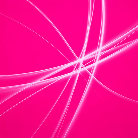 Abstract composition with luminous curves and lines on bright pink backdrop modern graphic design element for creative decoration wallpaper bright pink texture design curveの素材