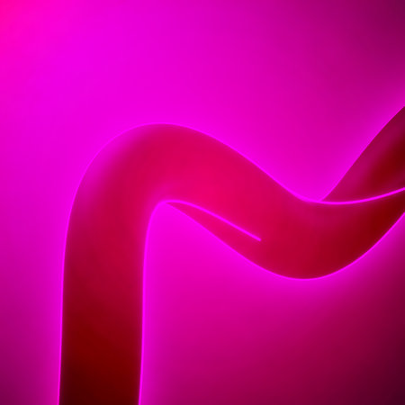 Captivating magenta ribbon unfurls against vibrant backdrop creating mesmerizing display. Smooth curves in minimalist composition. Elegant ribbon against vibrant backdrop and display.の素材