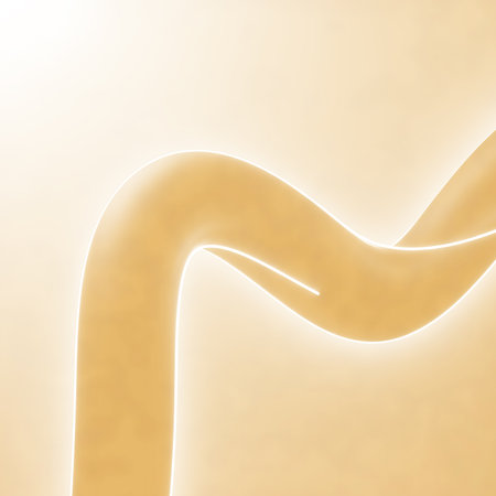 Abstract art with flowing form and soft glow on warm background create modern design. Perfect for any digital project that needing smooth curves and art concepts.の素材