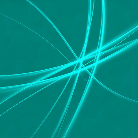 Explore turquoise abstract lines with a glowing effect. Modern design for backgrounds, digital art. Enhance creative graphic projects and add depthの素材