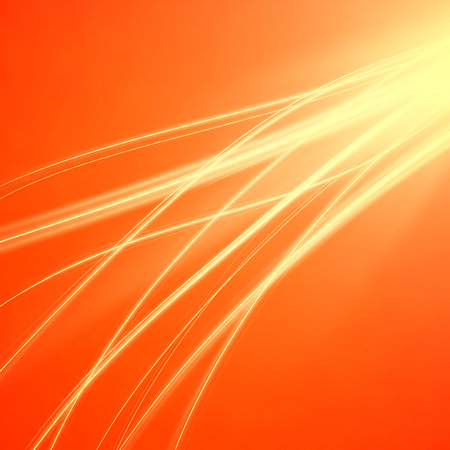Abstract orange background with glowing lines energy light streaks for modern wallpaper. Presentation and graphic design concept with bright vibrant colorの素材