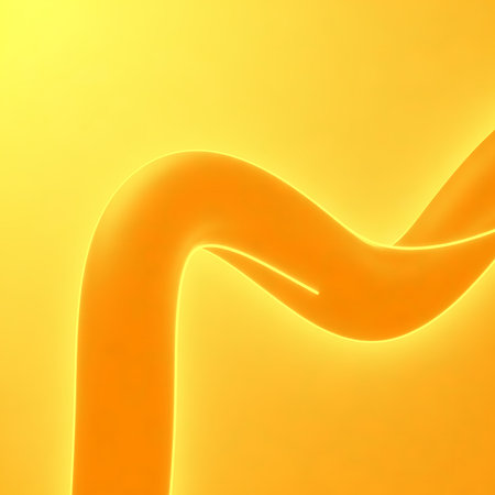 Glowing abstract tube illustration with orange background. Swirl artistic design forms bright shape used as decorative modern element and graphic style template.の素材