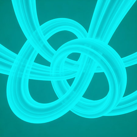 Experience turquoise abstract knot design. Intertwined shapes create smooth surfaces, modern backgrounds. Ideal for digital art, 3d rendering, and graphic projectsの素材