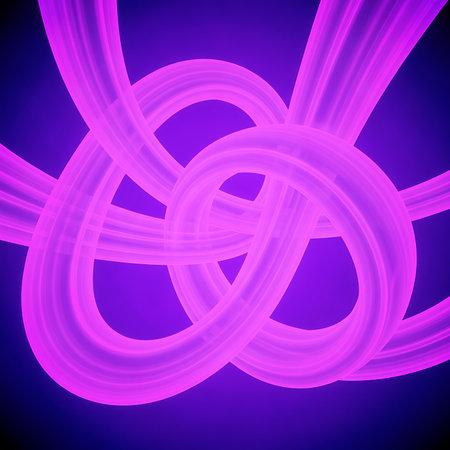 Abstract intertwined lines create seamless knot shape on dark backdrop. Smooth light effects with soft glows emit radiant light producing sleek textures and colors as wellの素材