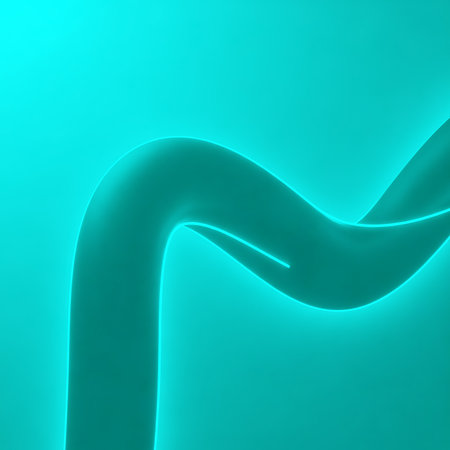 Abstract cyan tube on cyan background makes smooth design. Gentle curves gives elegant style. Contemporary background and wallpaper element for creative projects.の素材