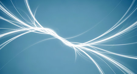 White lines abstract flowing pattern design element for modern technology digital futuristic wave energy and communication network abstract background wallpaper.の素材