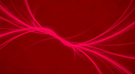 Vibrant red backdrop accentuated by pink abstract curved lines crafting dynamic wallpaper design. Modern graphic creates artistic backdrop suited for creative project aestheticsの素材