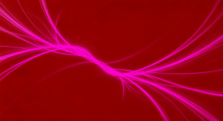 Energetic pink light trails spread across red backdrop offering modern graphic resource. Curved luminous lines create dynamic, high energy visual effect with vibrant hues.の素材