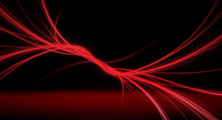 Abstract red waves energy lines streams flow generated by ai. Modern abstract lines art design in dark background wallpaper screen saver banner power blast.の素材