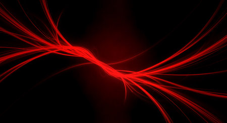 Abstract red waves energy lines streams flow generated by ai. Modern abstract lines art design in dark background wallpaper screen saver banner concept.の素材