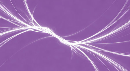 Abstract light trails creating dynamic design. Glowing lines converge in middle, forming focal point. Perfect for backgrounds, presentations, creative projects.の素材