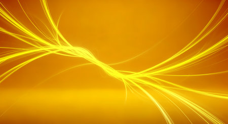 Orange abstract light streaks on bright backdrop. Digital art design template with glowing energy lines. Graphic element for presentation or website background design with copy space.の素材