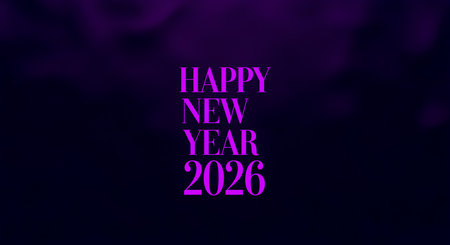Purple backdrop with happy new year 2026 text. Dark and vibrant celebration greeting and modern background for festive new year designs.の素材