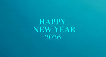 Festive happy new year 2026 celebration. Simple typography design on abstract background for new year greetings and wishing success and joy.の素材