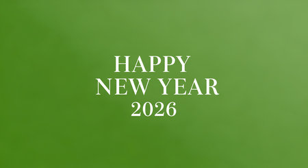Celebrate happy new year 2026 on green abstract background for festive season. It is perfect for greeting card, flyer, promotion material design templates with copy space.の素材