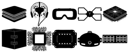Neural networks and virtual reality on white isolated background, artificial intelligence and...