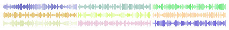 Abstract sound wave graphics in various colors creating visual representation of audio on white...
