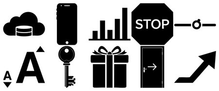 Modern business symbols and data icons for cloud computing presentation and navigation. Graphic...