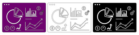 Financial dashboard interface visualization with various charts pie graph bar charts line graph...