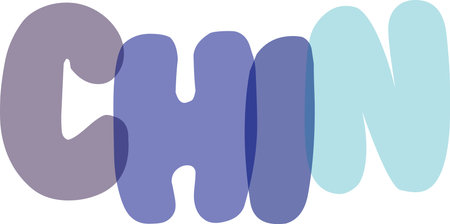 Gentle purple and blue bubble letters spelling CHN, subtle color gradients, soft font, transparent overlay, muted text design on checkerboard.のイラスト素材