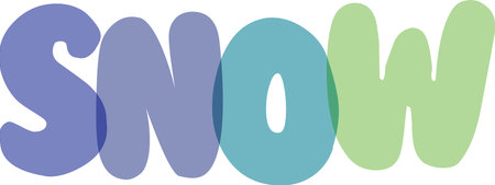 Snow word design with transparent background, snow lettering in modern typography, pastel colors snow word, cartoon style snow letteringのイラスト素材