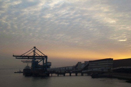 View of the pier during sunriseのeditorial素材
