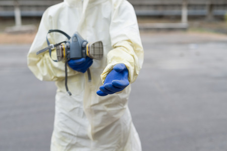 Portrait of male worker with safety hardhat invite workmate Safety standard, Safety in factory Conceptの写真素材