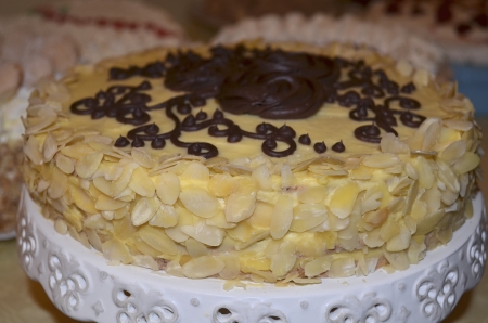 Yellow Chocolate and Almond Cakeの写真素材