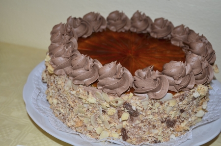 Big Chocolate and Almond Cakeの写真素材