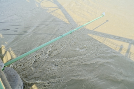 High water level of Danube river at town of Komarom, Hungary before the culmination, Wednesday 5th june 2013. 
Hungarian water experts predict near-record water level of Danube river for Friday at town of Komarom.の写真素材