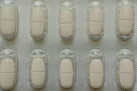 Macro Shot of Oval Pills in Blisterの写真素材