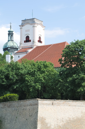 Bishop's Castle Behind the High Wall in Gyor Cityの写真素材