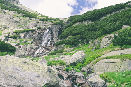 Skok Waterfall in High Tatras on a Summer Dayの写真素材