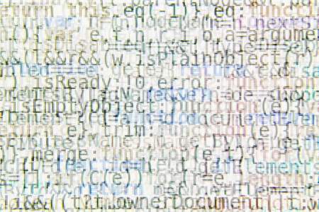 Bright Program Source Code Segments on Computer Screen Abstract Backgroundの写真素材