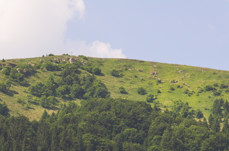 Summer Hill Top with Cross in Donovaly Slovakiaの写真素材