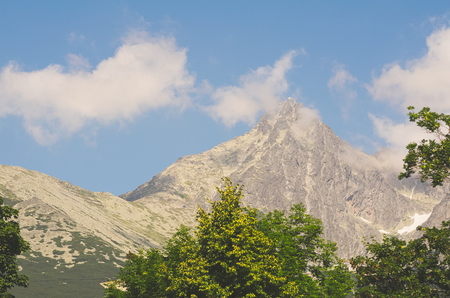 Lomnicky Peak with Observatory in High Tatras Slovakiaの写真素材