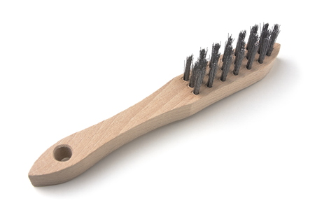 Wire Brush Closeup Isolated on White Backgroundの写真素材