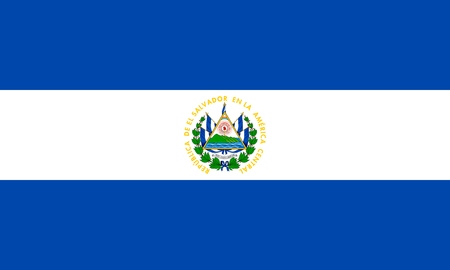 Official Large Flat Flag of El Salvador Horizontalの写真素材