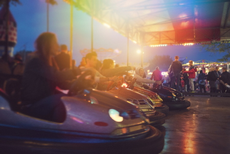 Bumper Cars Ready to Start at Town Fairの写真素材