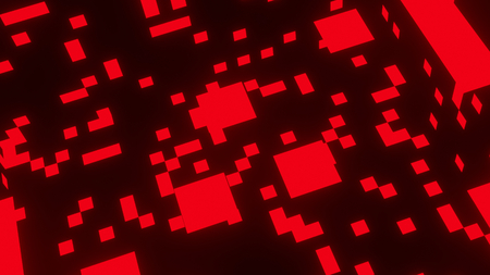 Red Squares on Black Abstract Illustration Backgroundの写真素材