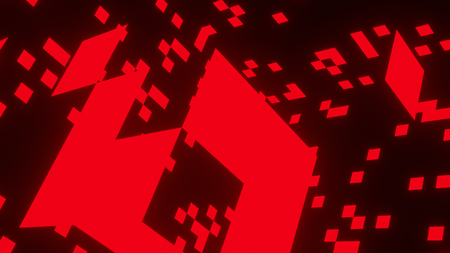 Red Squares on Black Abstract Illustration Backgroundの写真素材