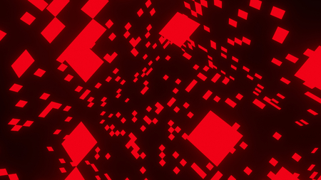 Red Squares on Black Abstract Illustration Backgroundの写真素材