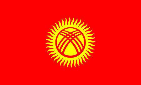 Official Large Flat Flag of Kyrgyzstan Horizontalの写真素材