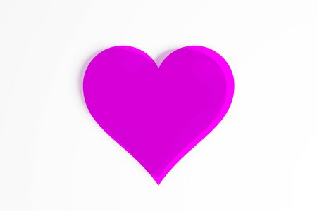 One Purple Heart on White Background CGI Illustrationの写真素材