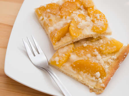 Delicious Peach Pie with Cottage Cheese Closeupの写真素材