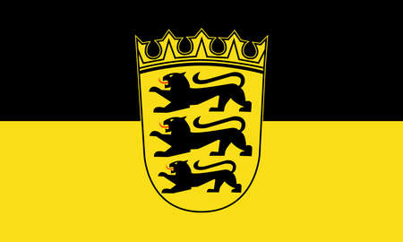 Official Large Flat State Flag with Lesser Arms of Baden-Wurttemberg Horizontalの写真素材