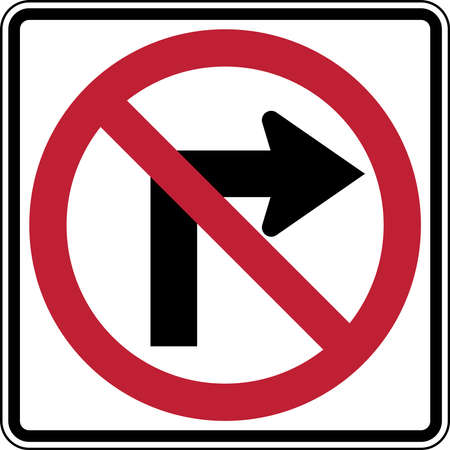 No Right Turn Official US Road Sign Illustrationの写真素材