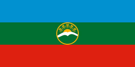 Official Large Flat Flag of Karachay-Cherkessia Horizontalの写真素材